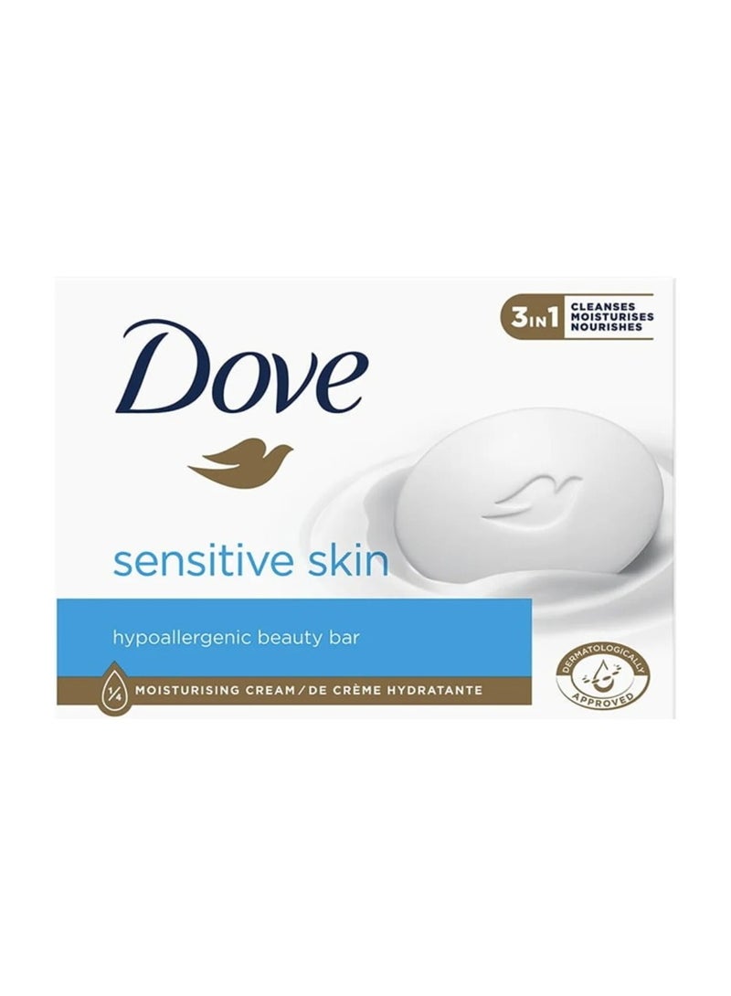 Dove Beauty Cream Bar Sensitive Skin, 90g x 2 Pcs | Mild & Fragrance-Free Soap Bar with ¼ Moisturizing Cream - Image 2